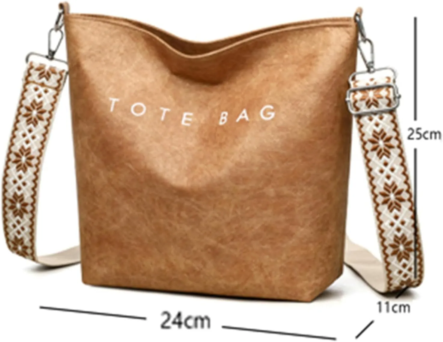 Women's PVC Tote Bag Guitar Strap Crossbody Shoulder Bag Large Work College Daily Kraft Paper Handbag