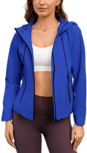 Womens Rain Jacket Waterproof Packable Raincoat with Hood for Travel Outdoor Active Windbreaker Jacket