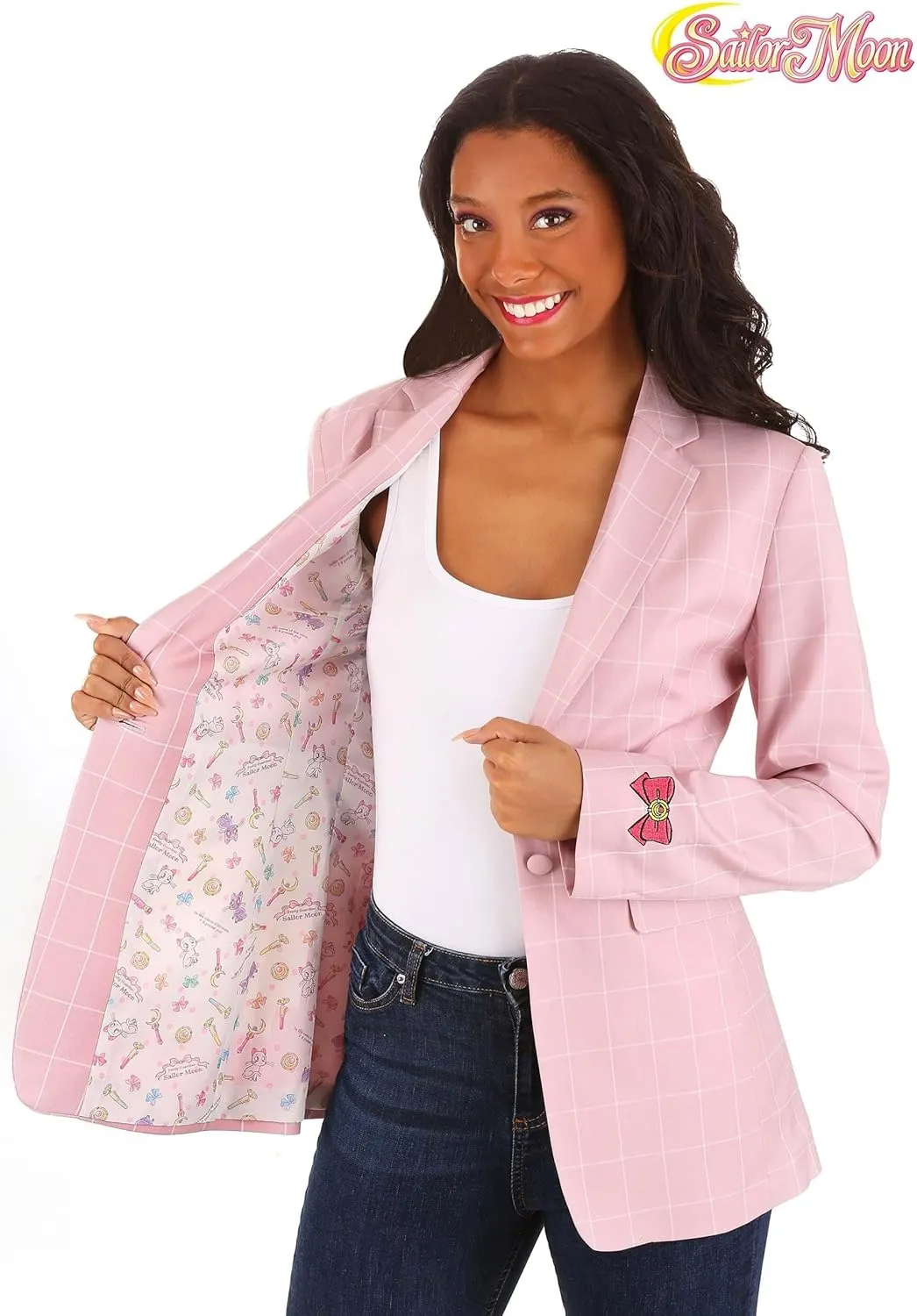 Women's Sailor Moon Pink Plaid Blazer