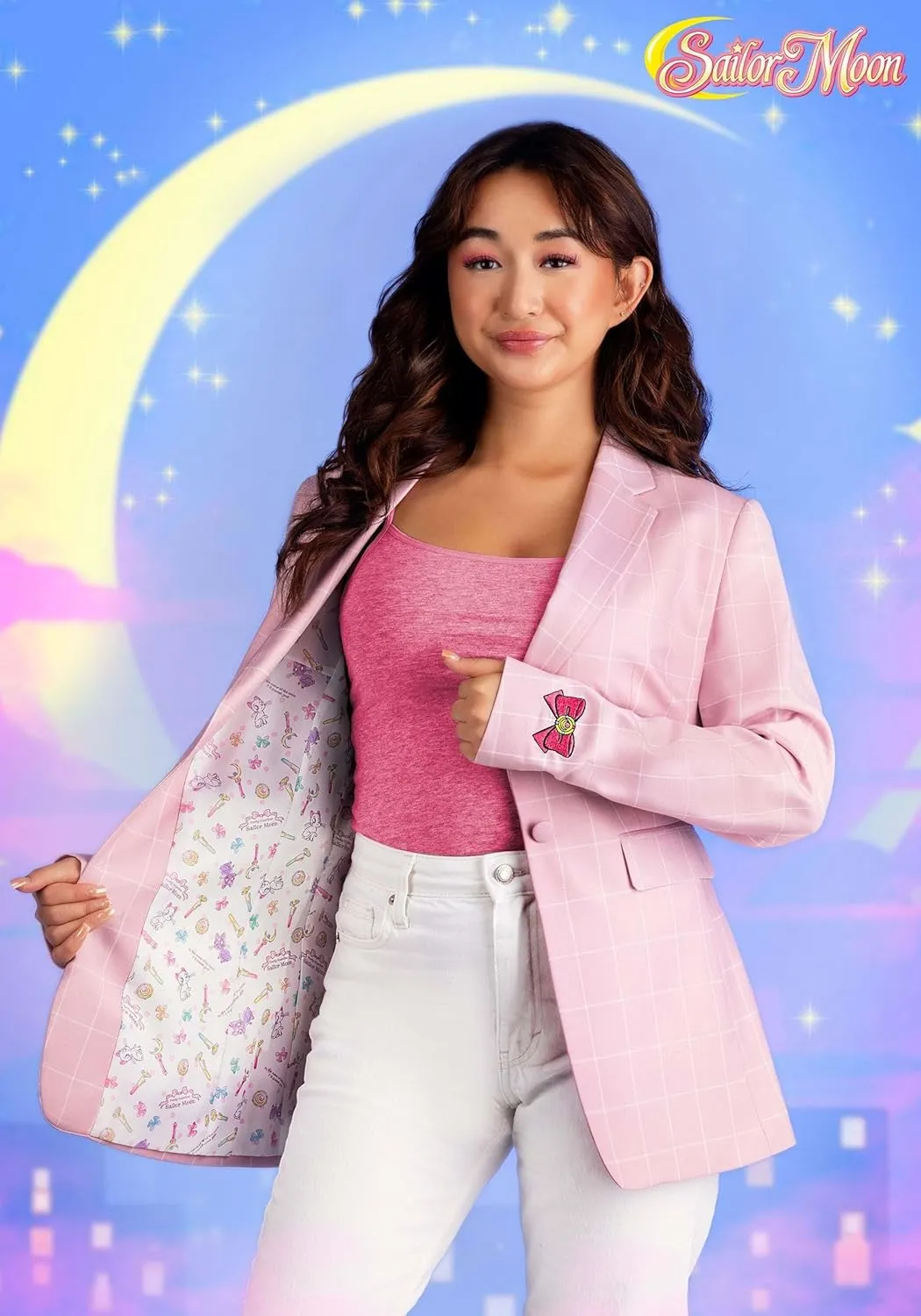 Women's Sailor Moon Pink Plaid Blazer