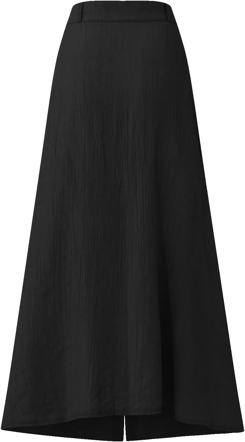 Womens Skirts Midi Length,Fashion Button Slit A-line Hip-Covering Mid-Waist Skirt Slim Elegant Flowing Skirts 2024