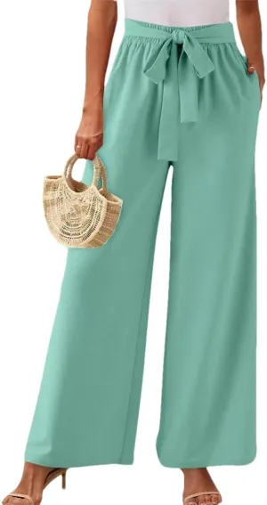 Women's Solid Color High Waisted Drawstring Pocket Casual Pants Dance Harem Pants