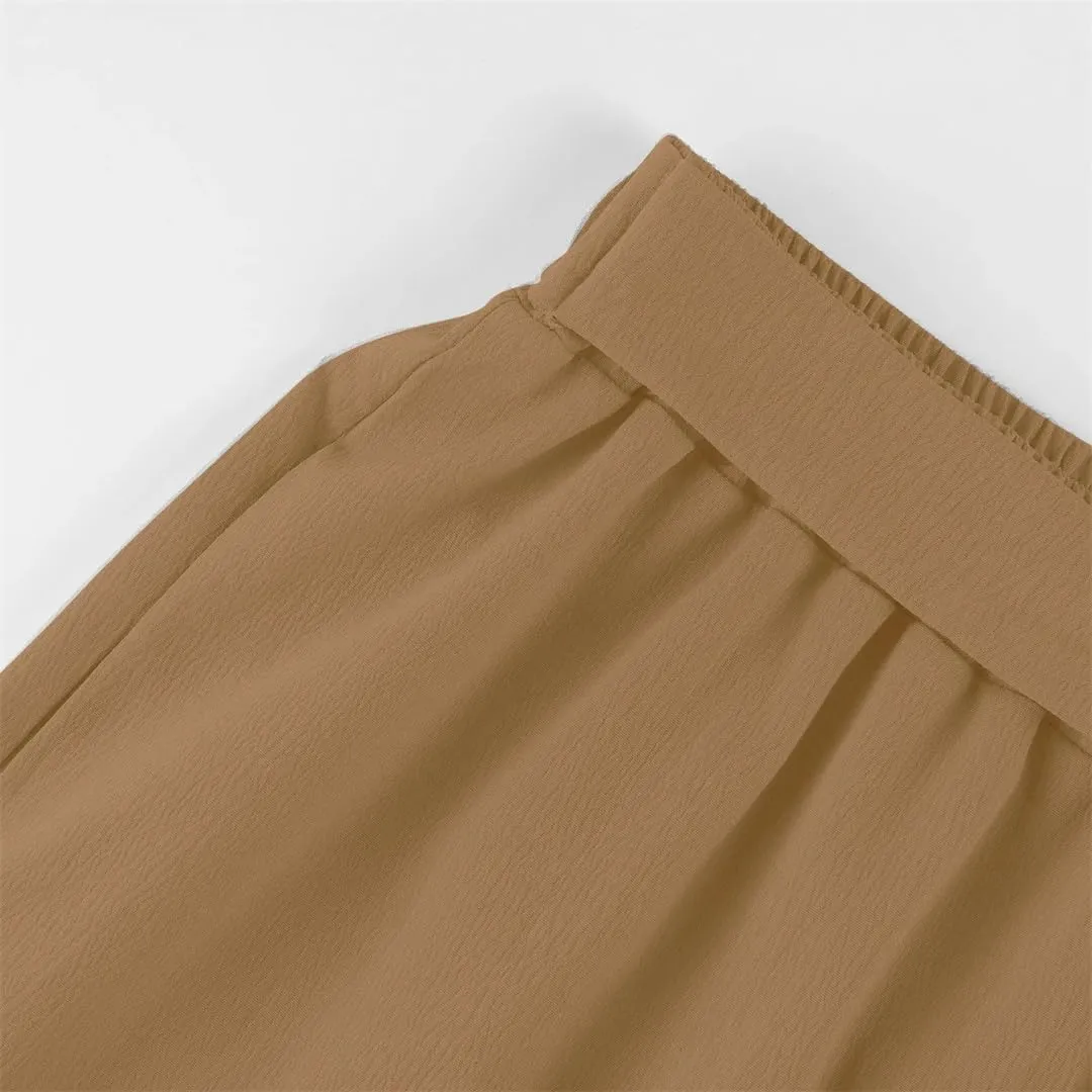 Women's Solid Color High Waisted Drawstring Pocket Casual Pants Dance Harem Pants