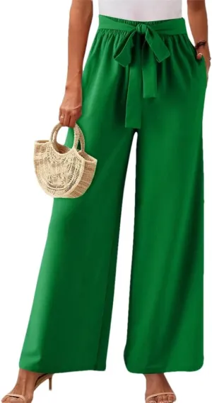Women's Solid Color High Waisted Drawstring Pocket Casual Pants Dance Harem Pants
