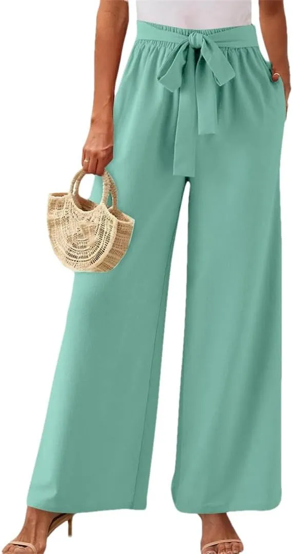 Women's Solid Color High Waisted Drawstring Pocket Casual Pants Dance Harem Pants