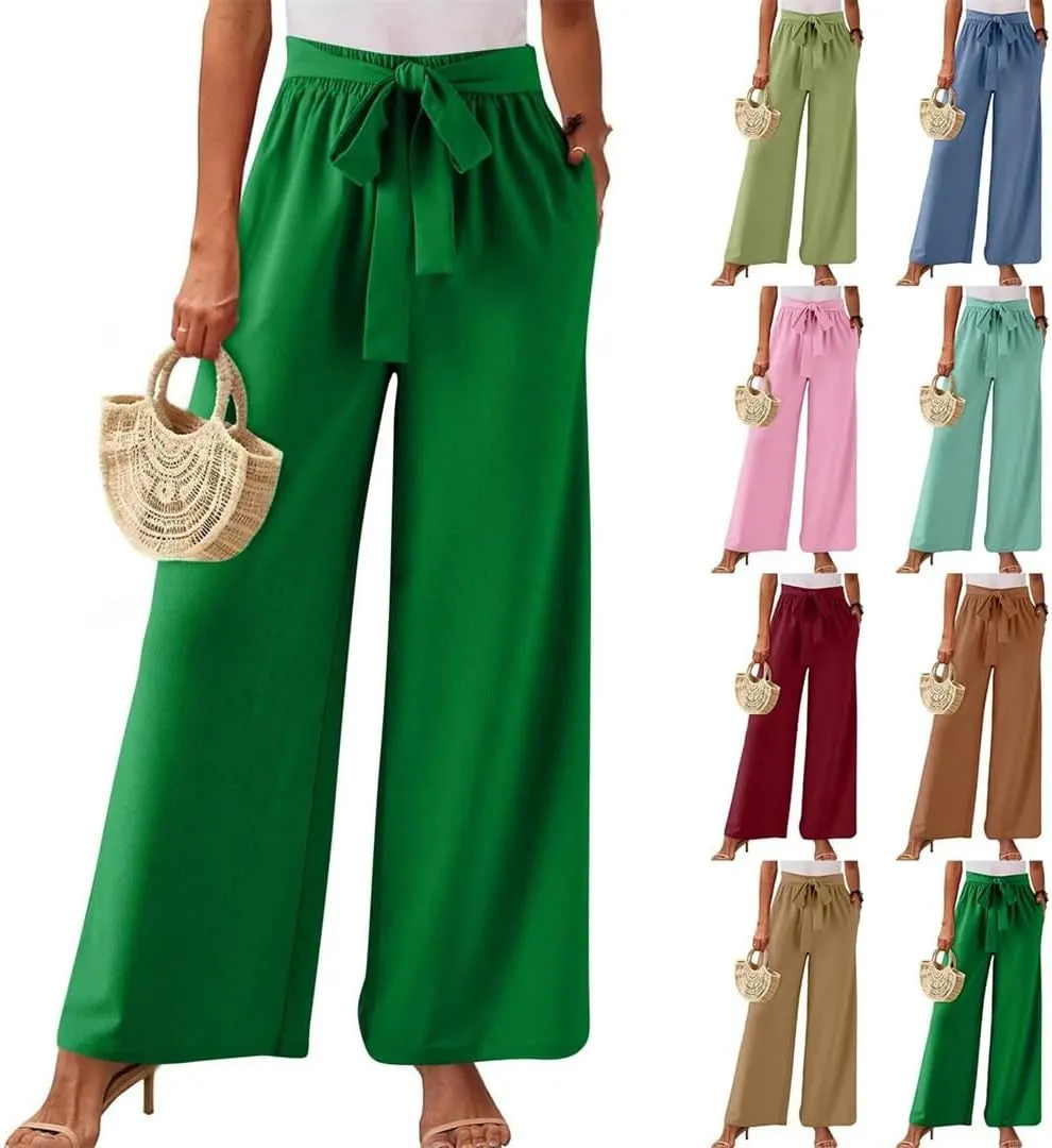 Women's Solid Color High Waisted Drawstring Pocket Casual Pants Dance Harem Pants