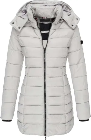 Women's Solid Color Warm Cotton Padded Jacket Hooded Coat Zip Up Stand Collar Slim Fit Outwear Casual Winter (Grey-a, L)