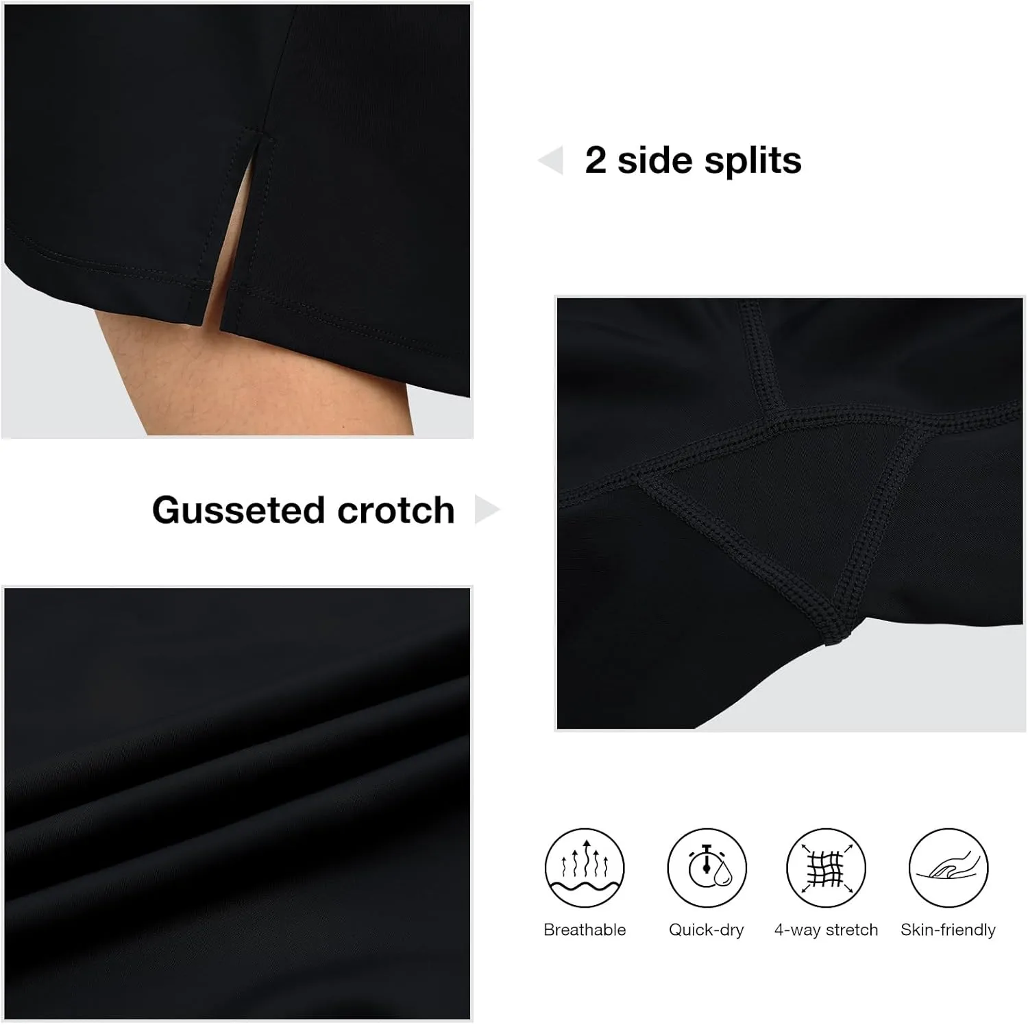 Women's Swim Skirts with Leggings 26" Midi Length Modest Long Skirted Bottom Swimwear with Zipper Pockets