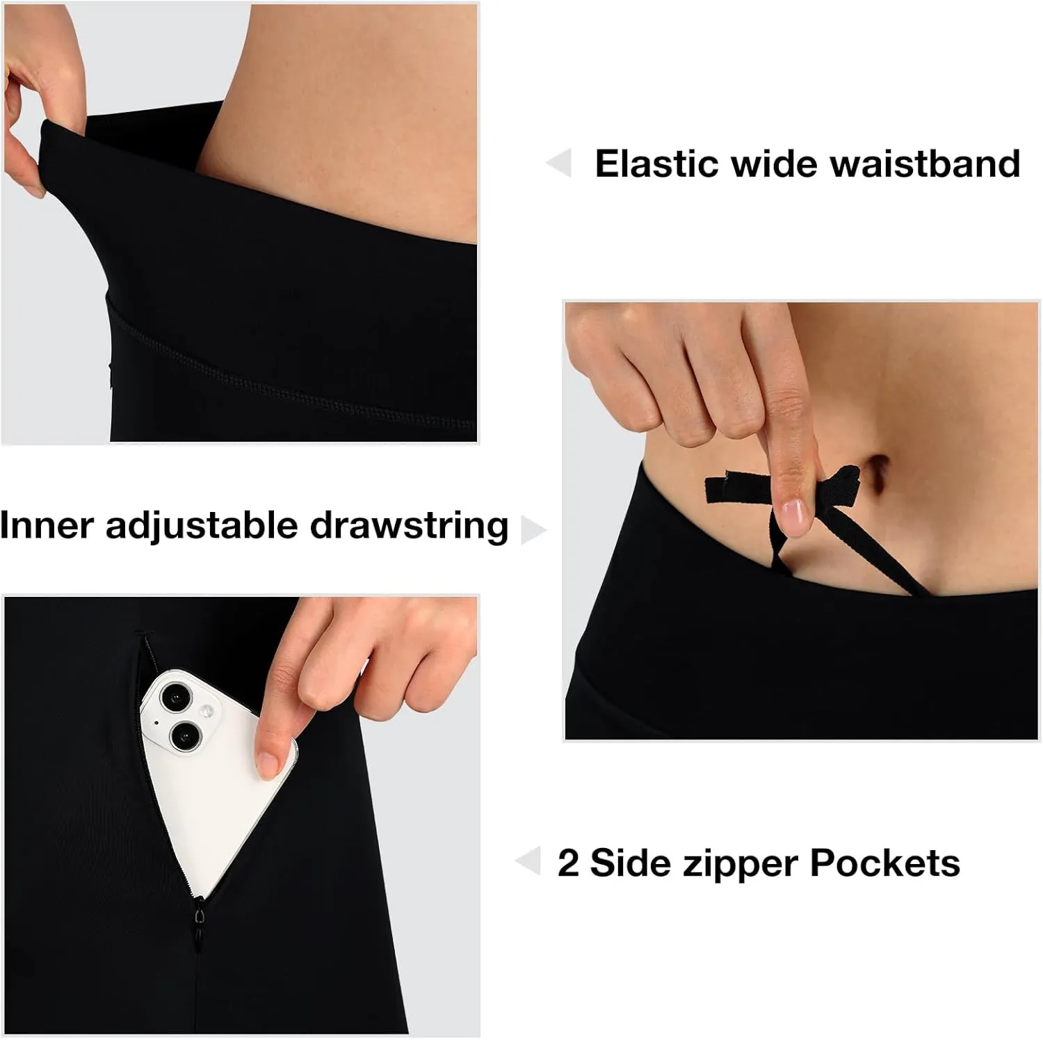Women's Swim Skirts with Leggings 26" Midi Length Modest Long Skirted Bottom Swimwear with Zipper Pockets