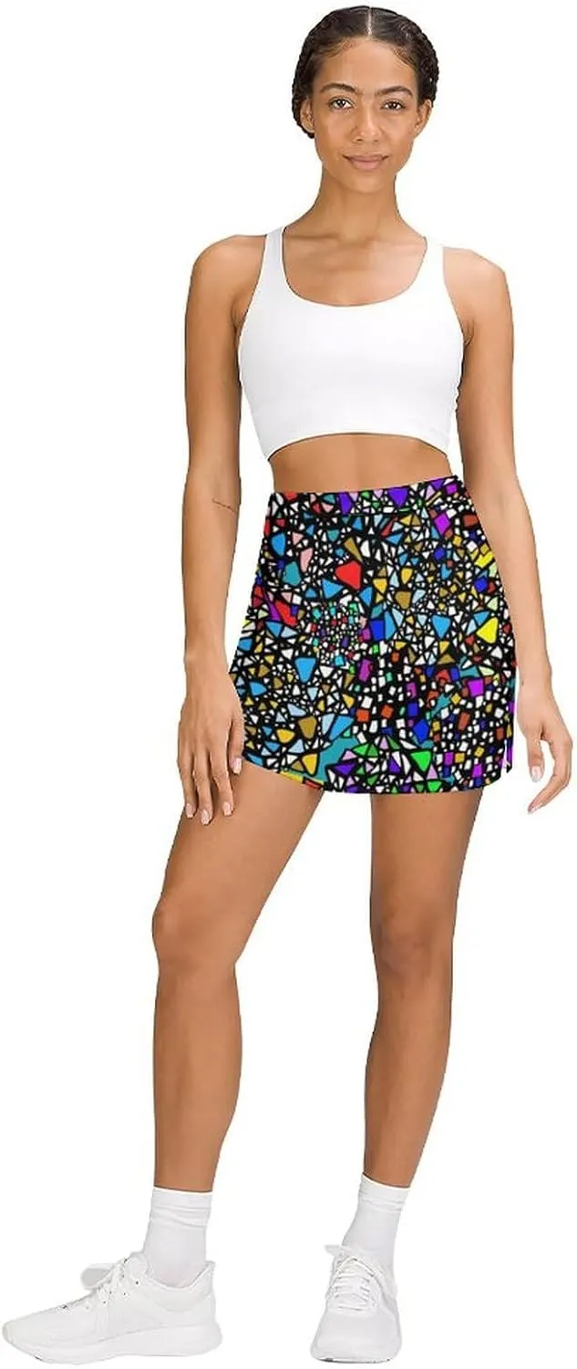 Women's Tennis Skirt Anti-Peek Workout Skorts with Built-in Shorts Pocket for Gym Golf Running