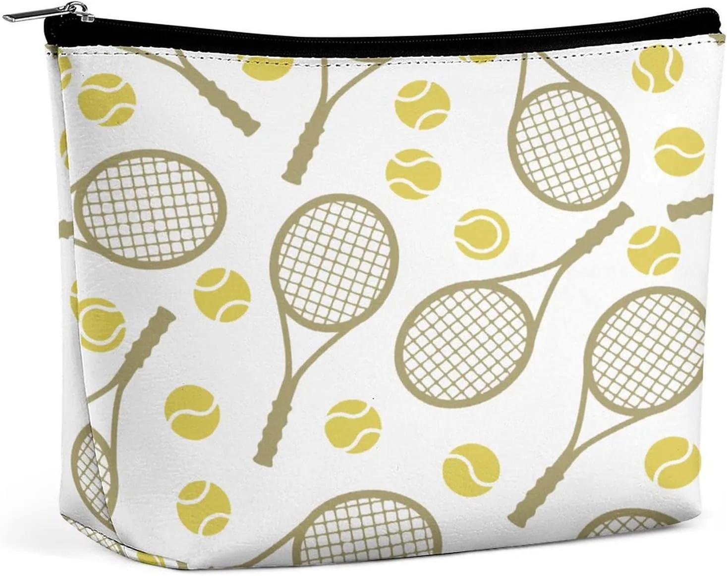 Women's Tote Handbags Small Makeup Bag Large Capacity Portable Cosmetic Bag Storage Organizer Purse Everyday Use Lightweight Waterproof Travel Bag (Tennis Rackets Balls Art)