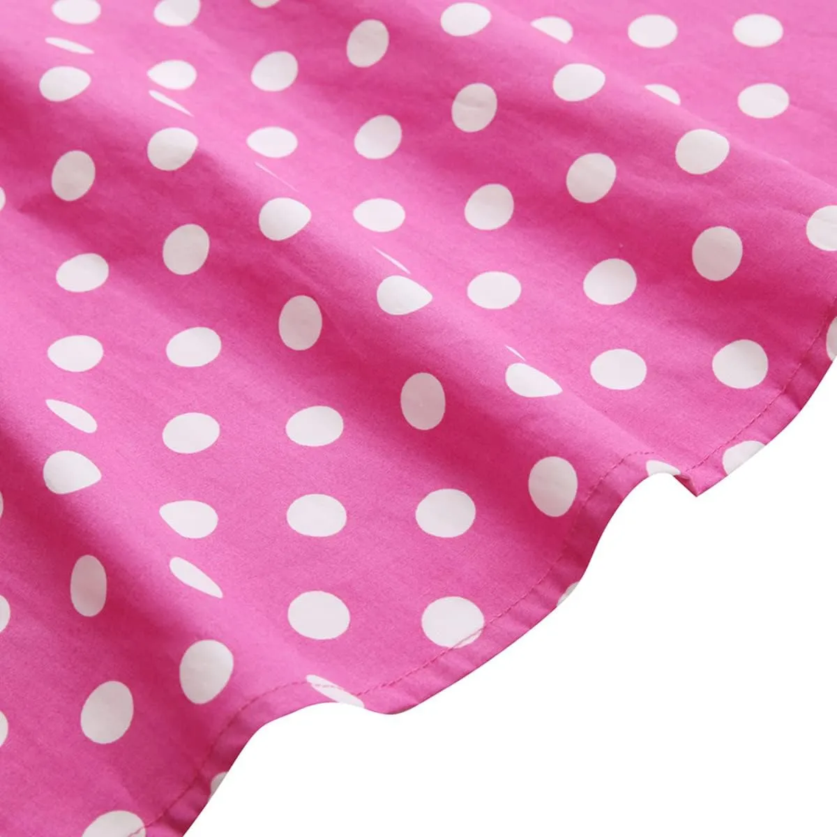 Women's Vintage Pleated Polka Dots Printed Basic A-line Swing Midi Skirt