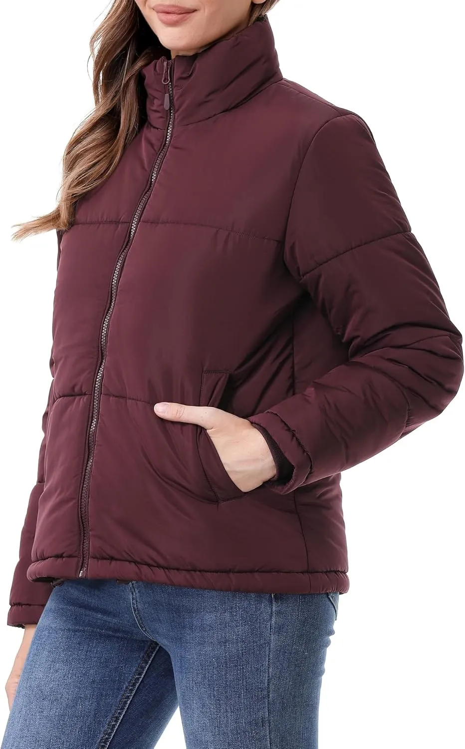 Women's Warm Winter Coat Waterproof Puffer Jacket Full-Zip Lightweight Winter Jacket