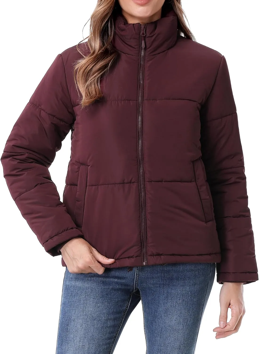 Women's Warm Winter Coat Waterproof Puffer Jacket Full-Zip Lightweight Winter Jacket