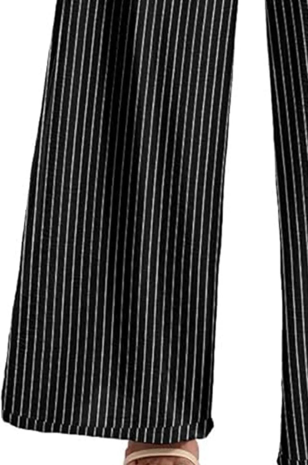 Women's Wide Leg Pants High Waist Adjustable Knot Loose Casual Flowy Tie Knot Business Work Trousers with Pockets