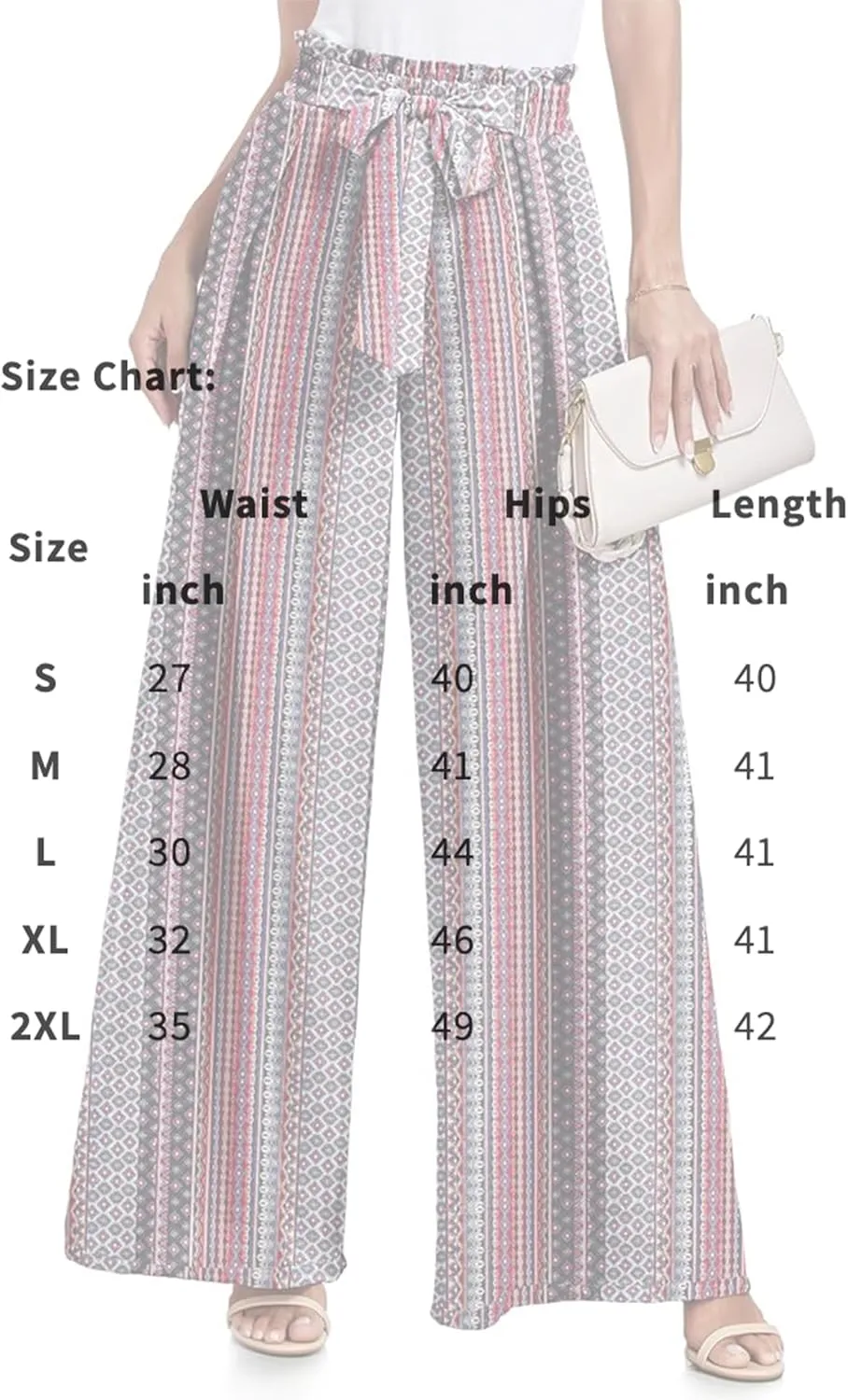 Women's Wide Leg Pants High Waist Adjustable Knot Loose Casual Flowy Tie Knot Business Work Trousers with Pockets