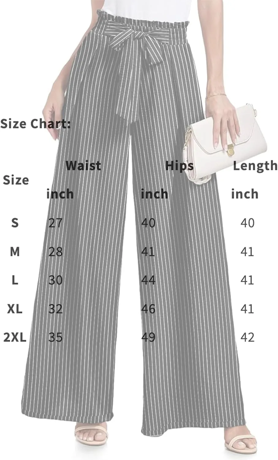 Women's Wide Leg Pants High Waist Adjustable Knot Loose Casual Flowy Tie Knot Business Work Trousers with Pockets