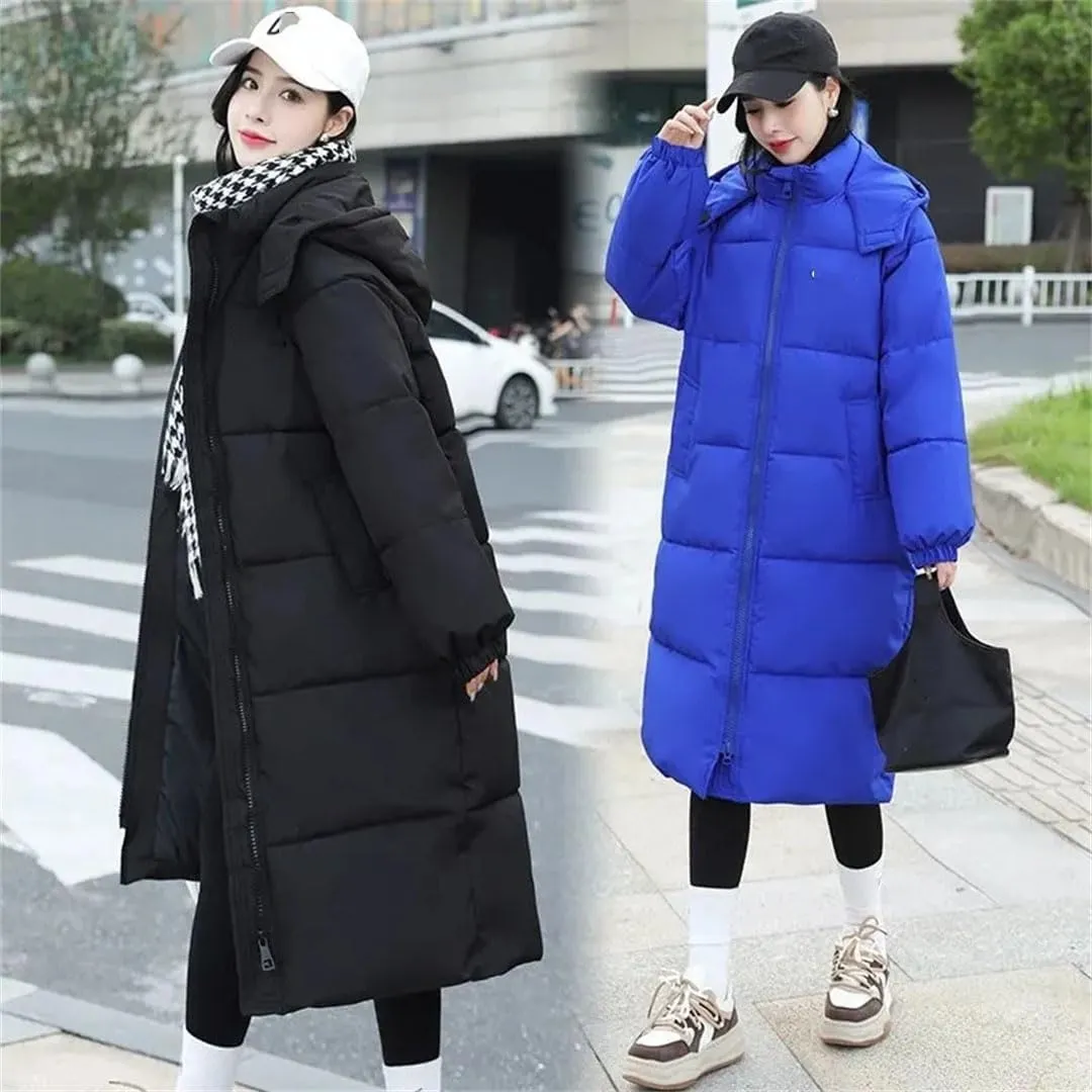 Womens Winter Jacket Long Warm Down Coat Hooded Puffer Parkas Cotton Padded Coat