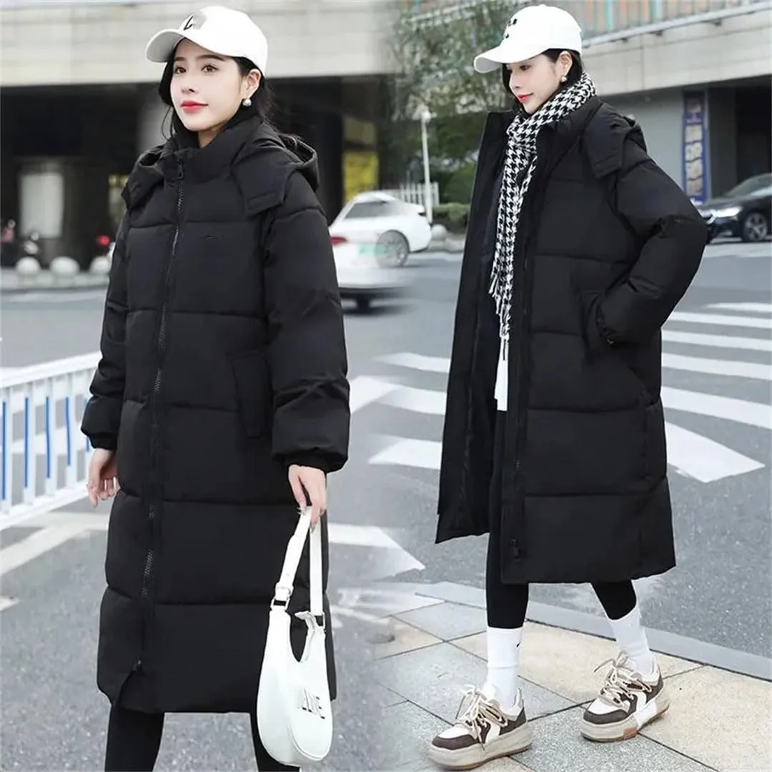 Womens Winter Jacket Long Warm Down Coat Hooded Puffer Parkas Cotton Padded Coat