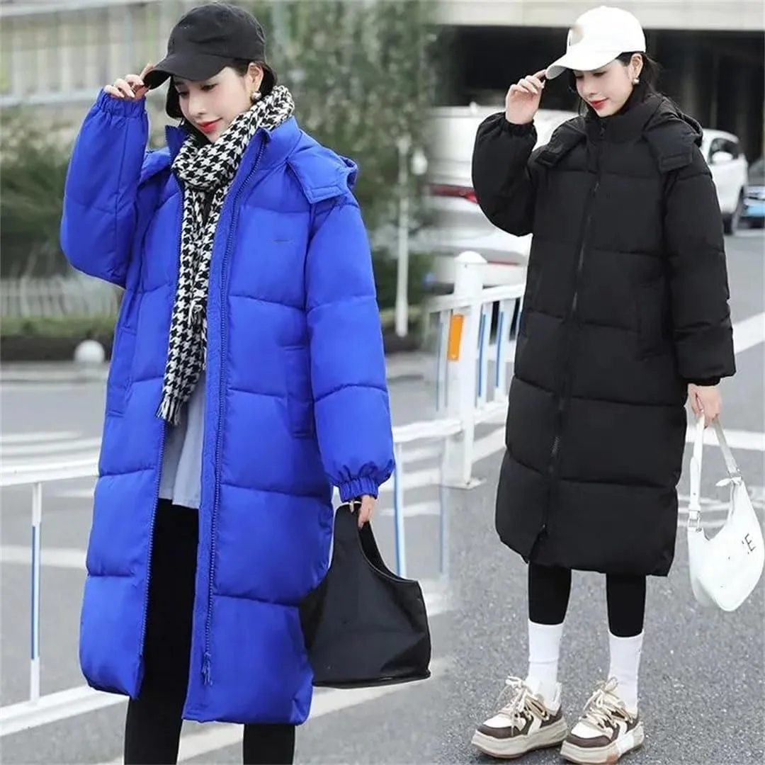Womens Winter Jacket Long Warm Down Coat Hooded Puffer Parkas Cotton Padded Coat