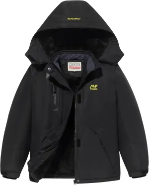 WULFUL Girl's Waterproof Ski Jacket Warm Fleece Hooded Winter Snow Coat
