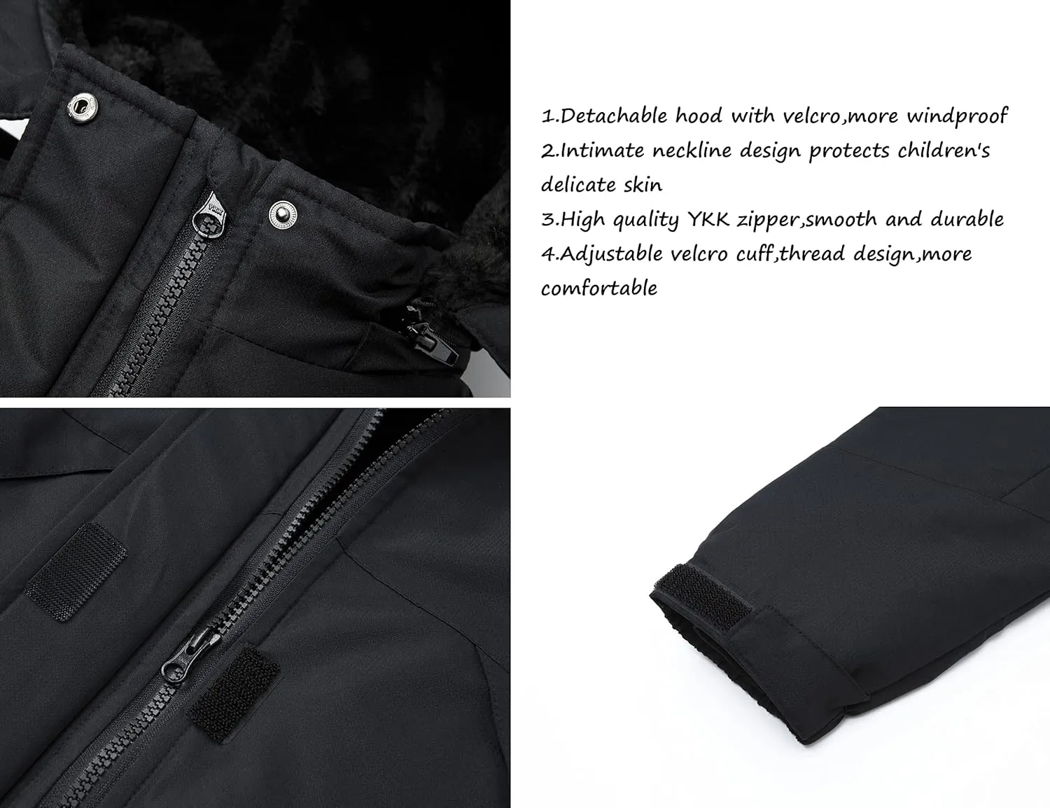 WULFUL Girl's Waterproof Ski Jacket Warm Fleece Hooded Winter Snow Coat