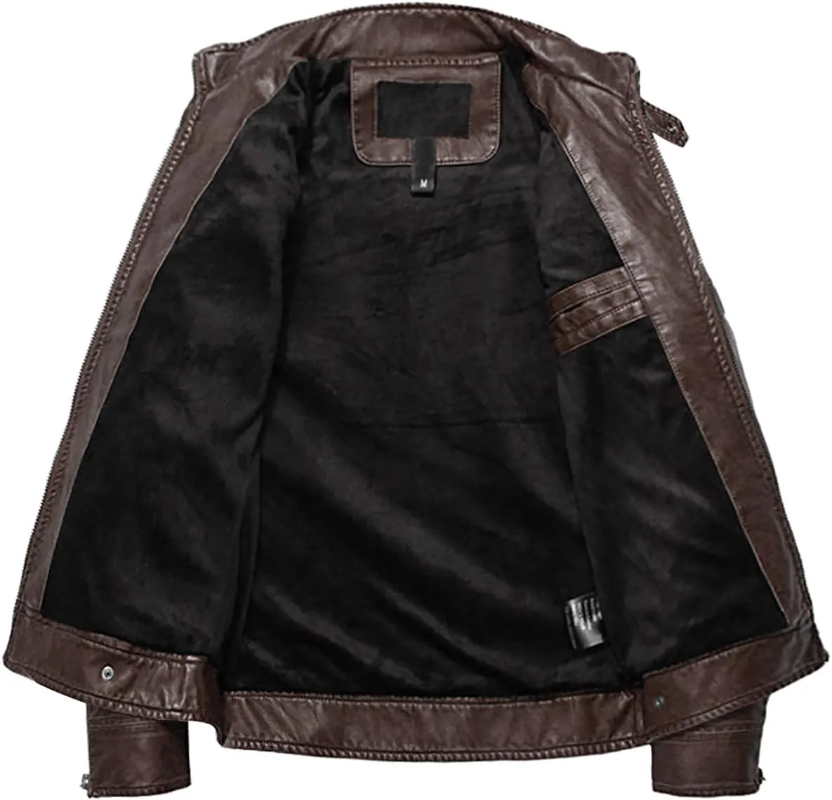 WULFUL Men's Vintage Stand Collar Leather Jacket Motorcycle PU Jacket and Coat