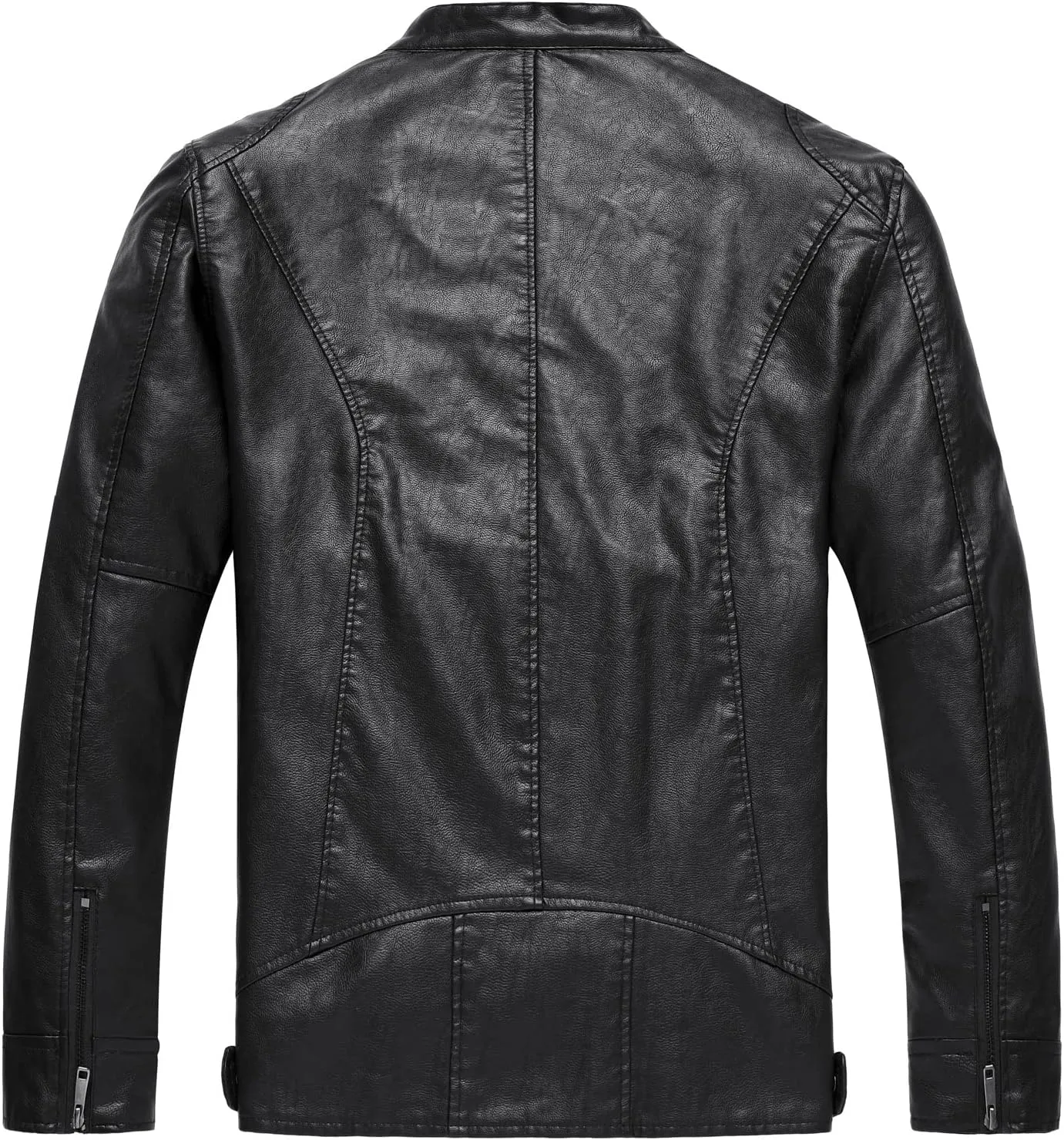 WULFUL Men's Vintage Stand Collar Leather Jacket Motorcycle PU Jacket and Coat