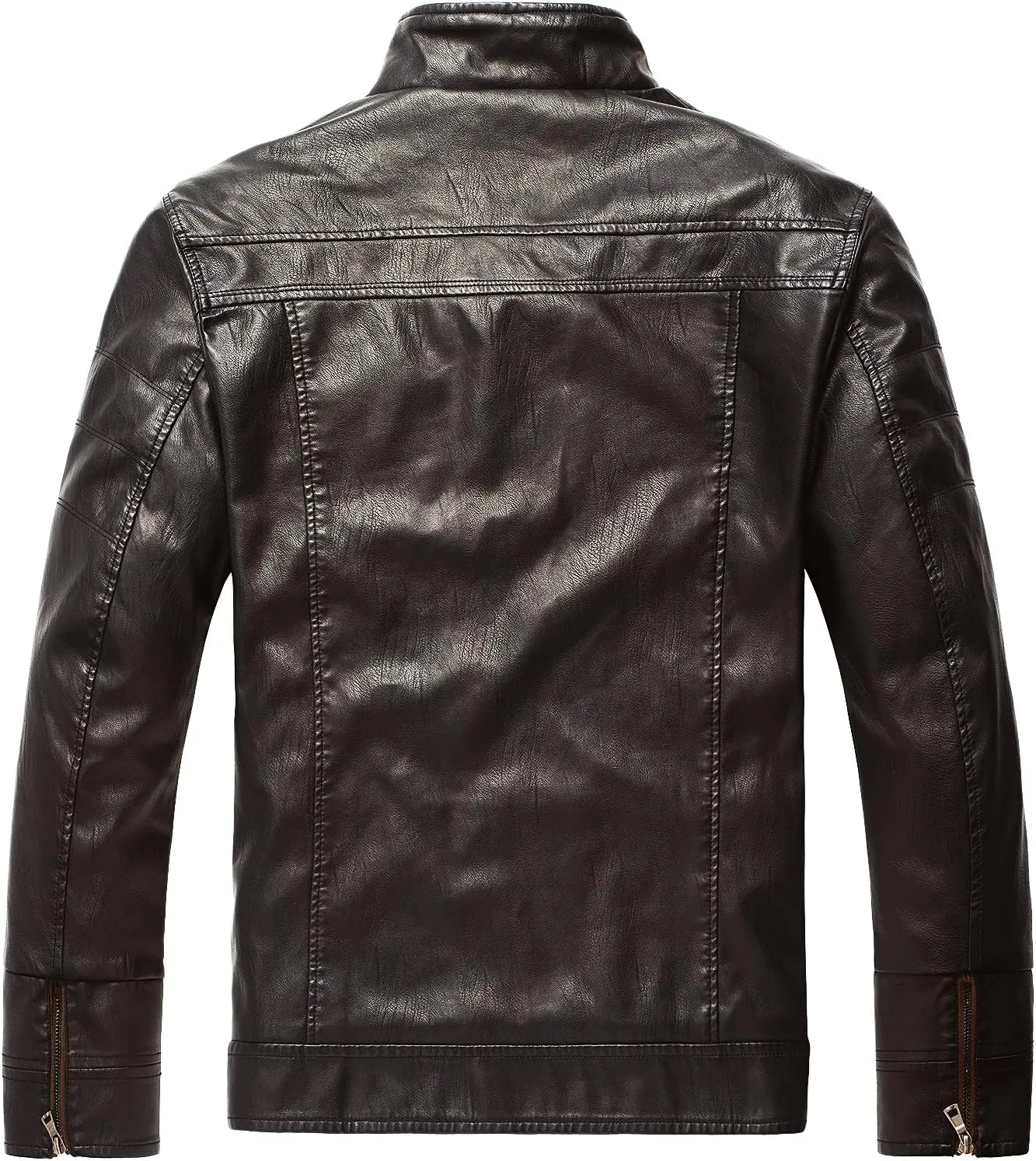 WULFUL Men's Vintage Stand Collar Leather Jacket Motorcycle PU Jacket and Coat