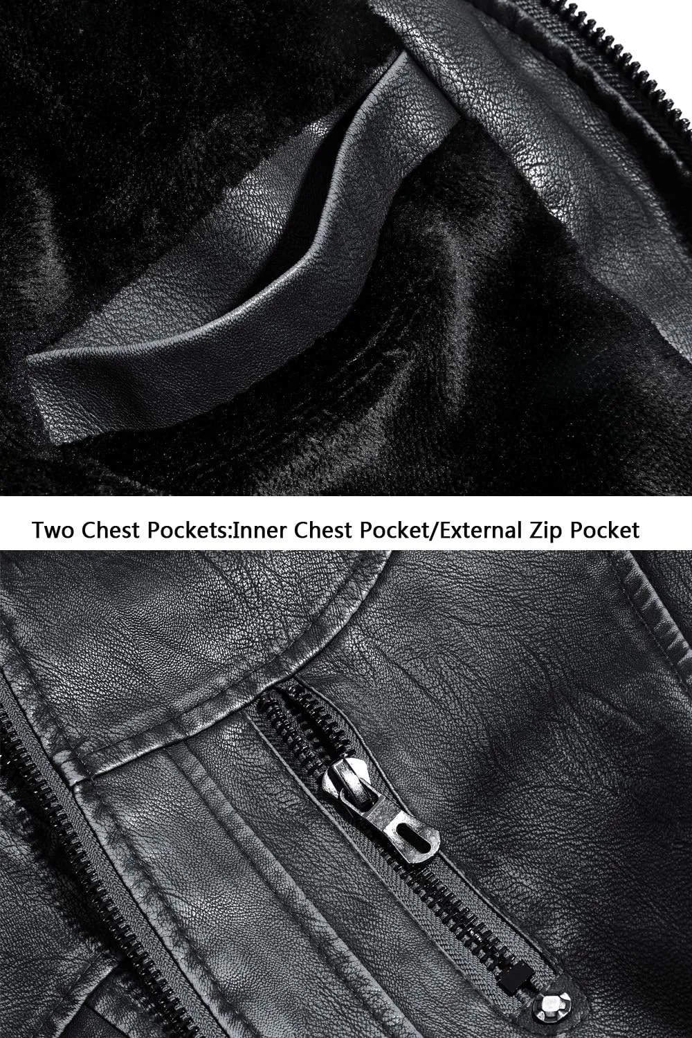 WULFUL Men's Vintage Stand Collar Leather Jacket Motorcycle PU Jacket and Coat