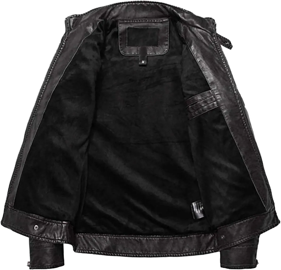 WULFUL Men's Vintage Stand Collar Leather Jacket Motorcycle PU Jacket and Coat
