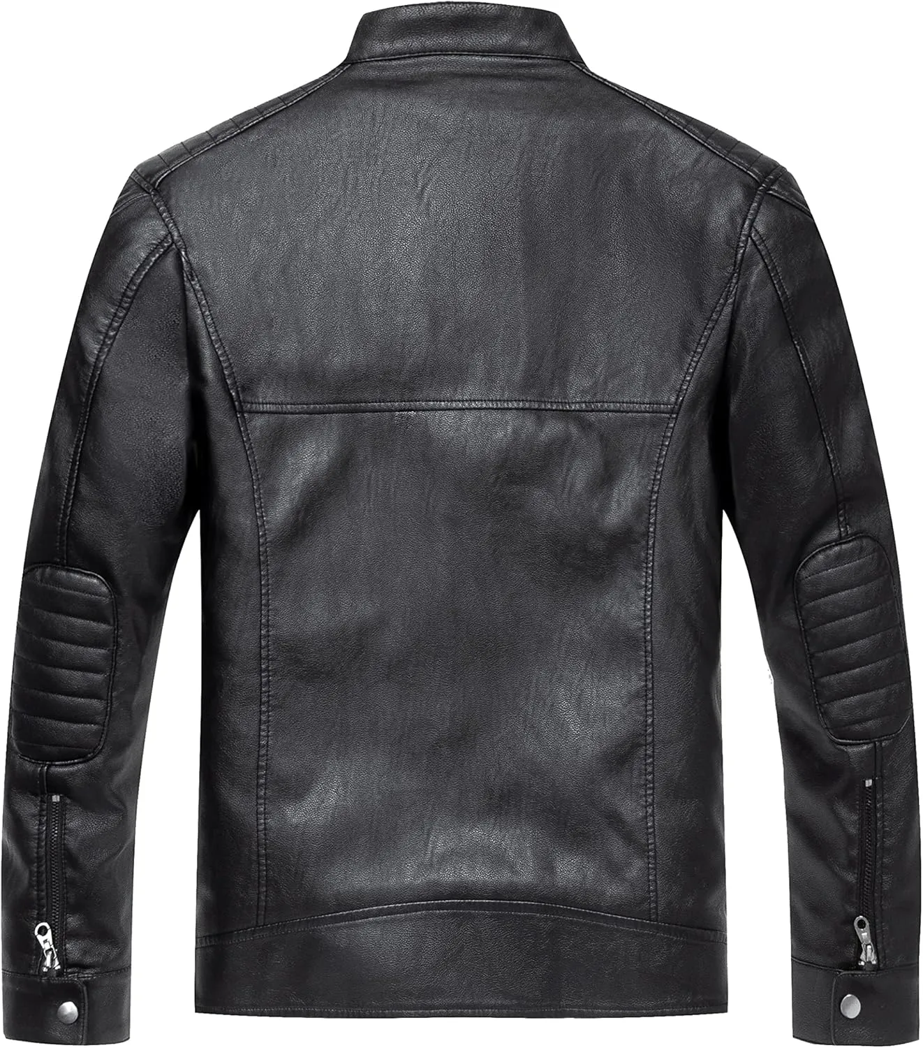 WULFUL Men's Vintage Stand Collar Leather Jacket Motorcycle PU Jacket and Coat