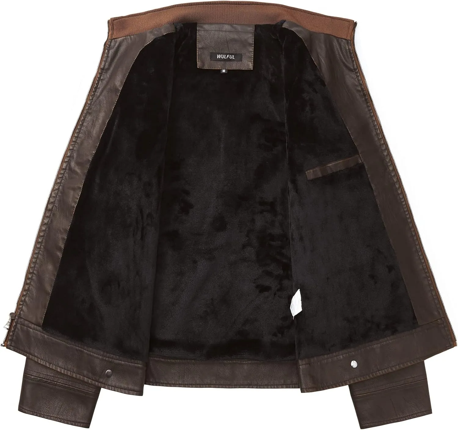 WULFUL Men's Vintage Stand Collar Leather Jacket Motorcycle PU Jacket and Coat