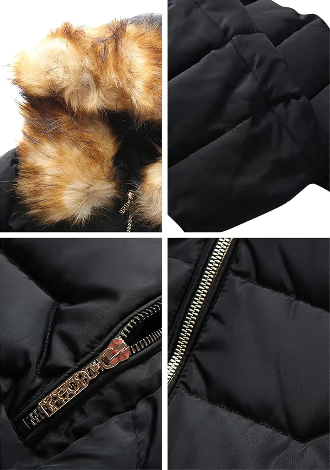 YMING Womens Winter Warm Down Coat Quilted Parka Jacket Oversized Puffer Outwear with Faux Fur Hood