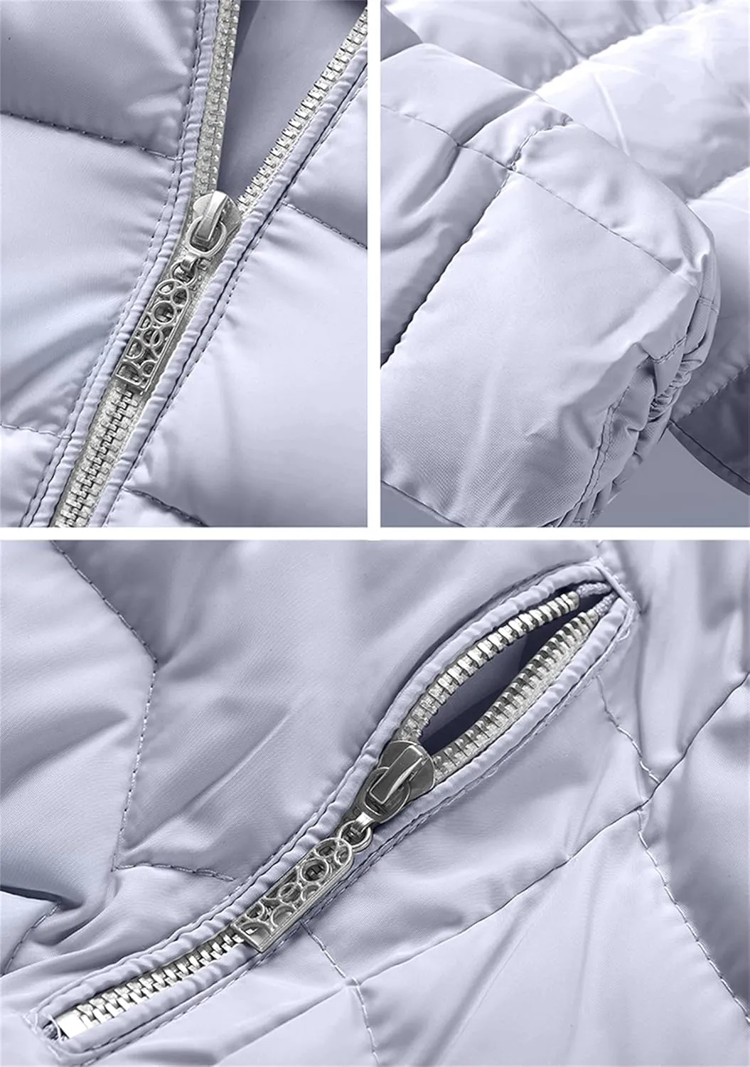 YMING Womens Winter Warm Down Coat Quilted Parka Jacket Oversized Puffer Outwear with Faux Fur Hood