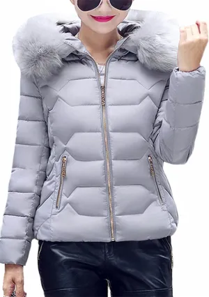 YMING Womens Winter Warm Down Coat Quilted Parka Jacket Oversized Puffer Outwear with Faux Fur Hood