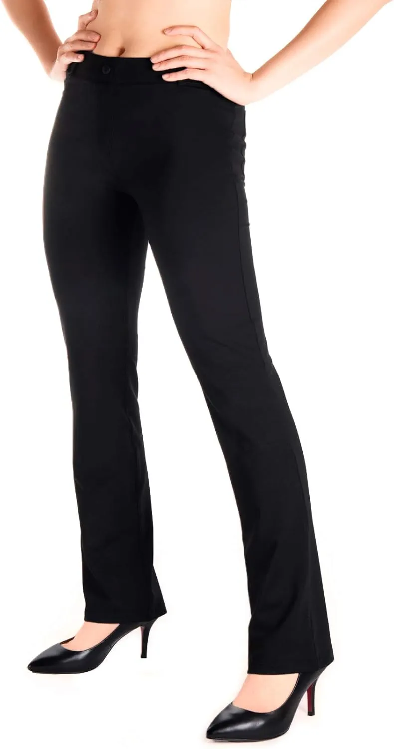 Yogipace,Belt Loops,Women's Petite/Regular/Tall Straight Leg Yoga Dress Pants