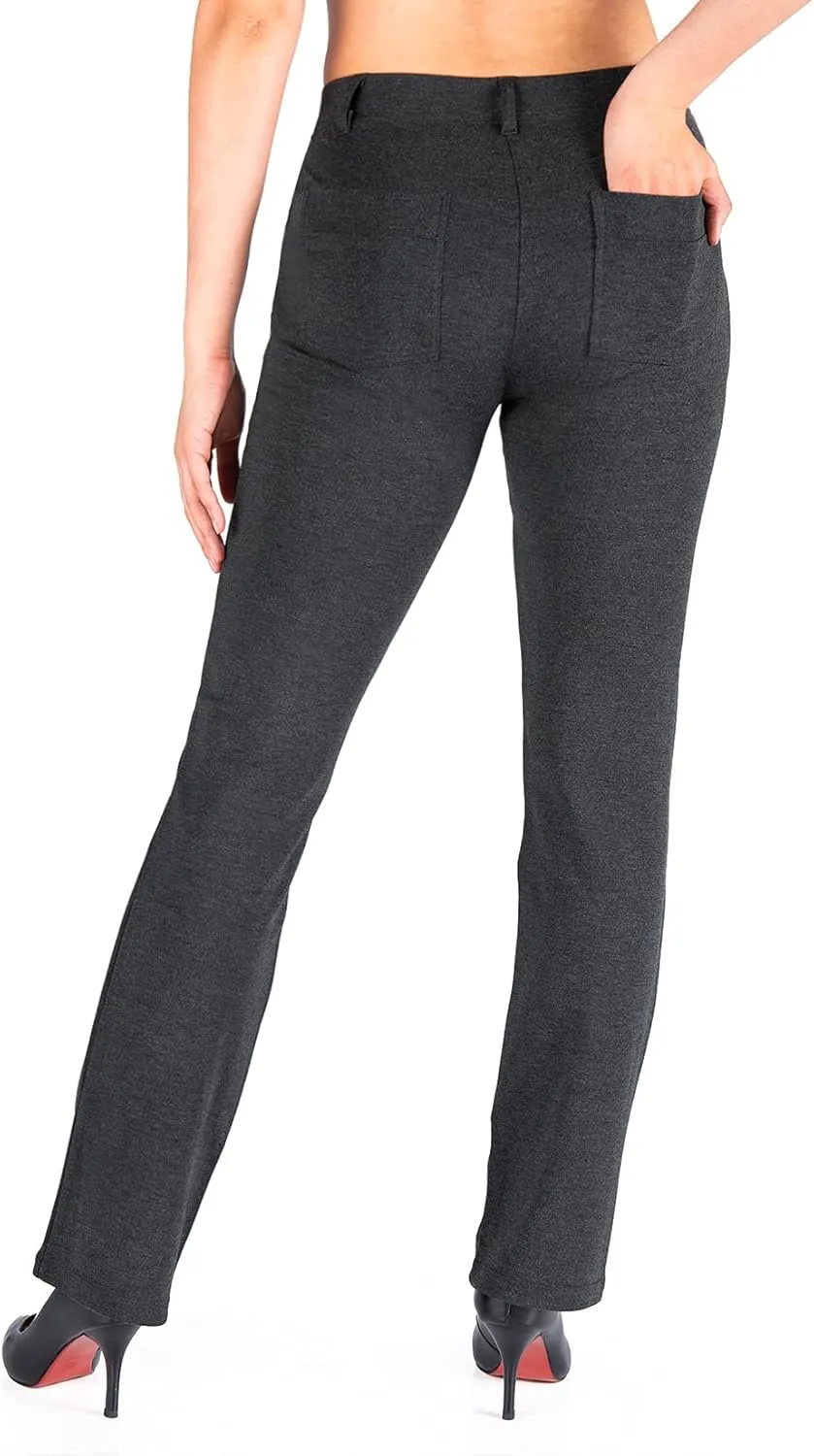 Yogipace,Belt Loops,Women's Petite/Regular/Tall Straight Leg Yoga Dress Pants