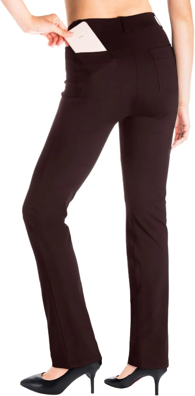 Yogipace,Belt Loops,Women's Petite/Regular/Tall Straight Leg Yoga Dress Pants