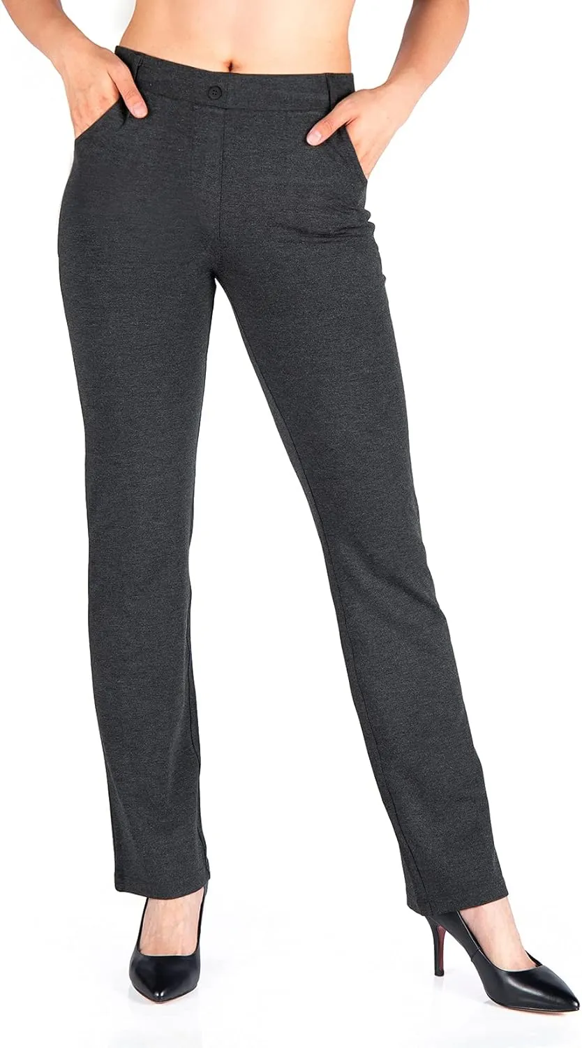 Yogipace,Belt Loops,Women's Petite/Regular/Tall Straight Leg Yoga Dress Pants