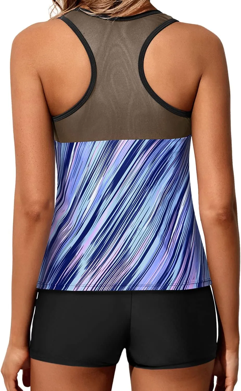 Yonique Tankini Swimsuits for Women with Shorts Athletic Two Piece Bathing Suits Racerback Tank Tops Swimwear