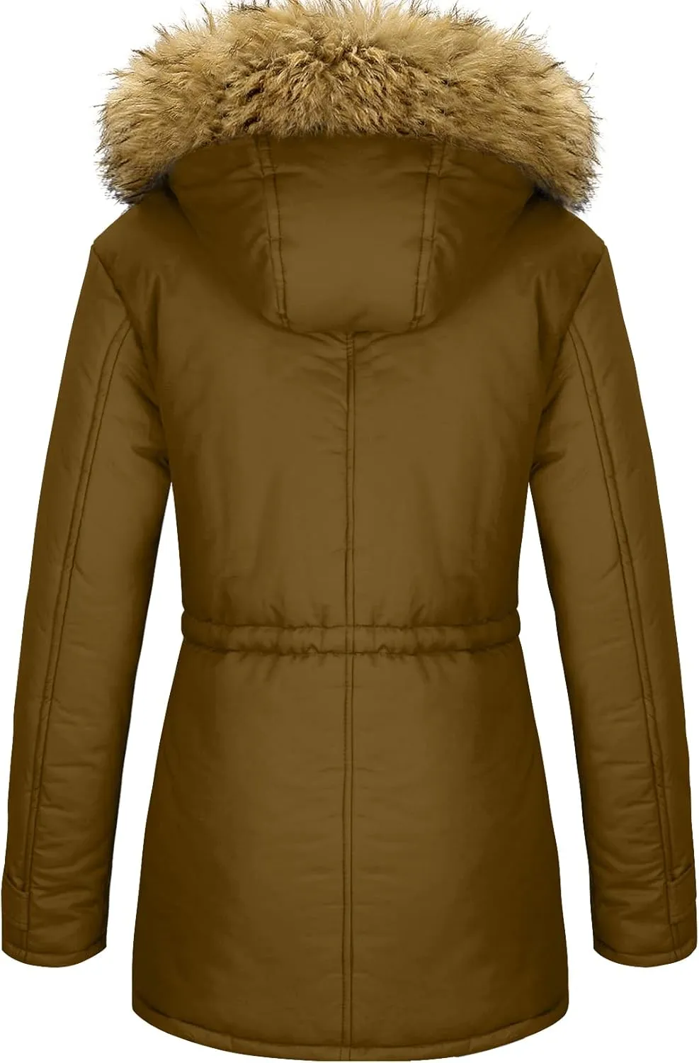 YXP Women's Winter Thicken Military Parka Jacket Warm Fleece Cotton Coat with Fur Hood
